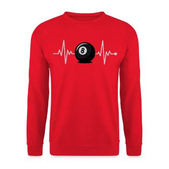 8Ball Herzschlag: Pool Vibe - Unisex Pullover - Rot - Vorne - Alina (178cm) & Michal (187cm)