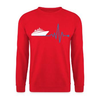 Yacht und Herzschlag - Unisex Pullover - Rot - Vorne - Alina (178cm) & Michal (187cm)