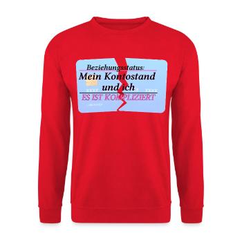 My Account Balance & Me – It's Complicated - Unisex Sweatshirt - red - Front - Alina (178cm) & Michal (187cm)
