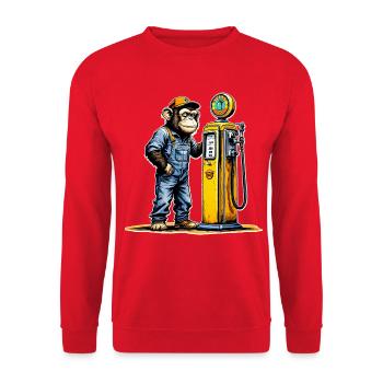 Art vintage de la pompe Monkey - Sweat-shirt Unisexe - rouge - Devant - Alina (178cm) & Michal (187cm)