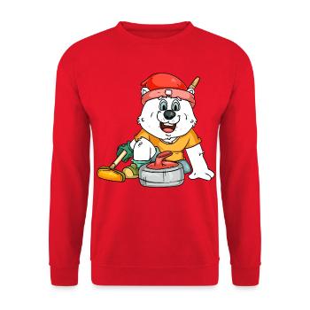 Curling player polar bear - Unisex Sweatshirt - red - Front - Alina (178cm) & Michal (187cm)