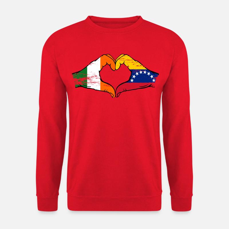 Irland Venezuela Flaggen Herz - Unisex Pullover - Rot