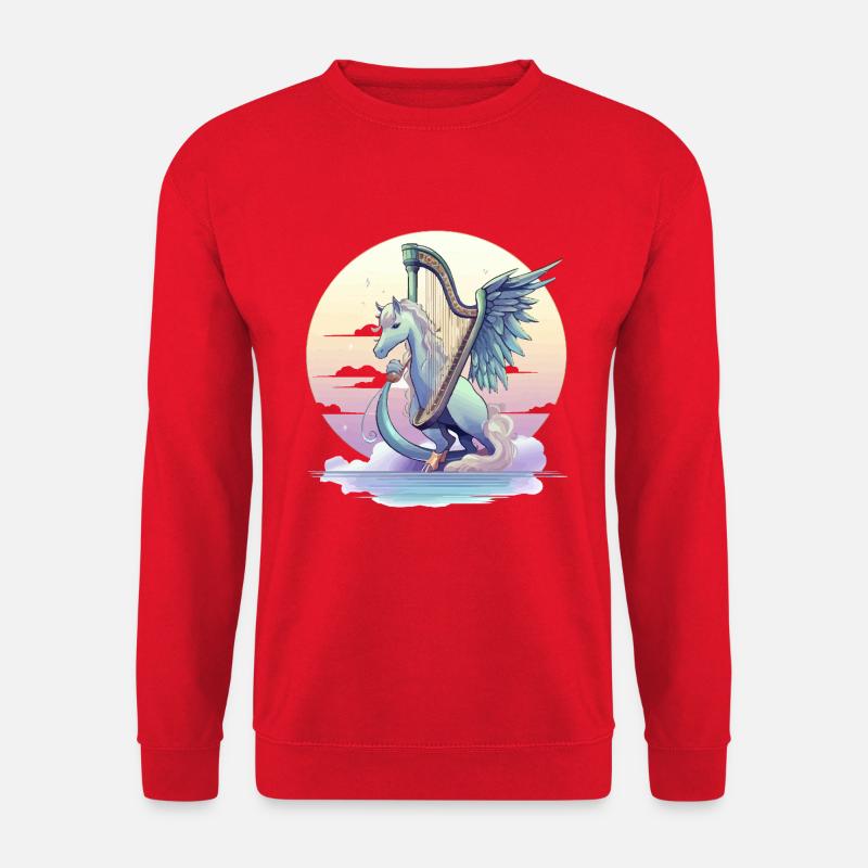 Pegasus with harp in the evening - Unisex Sweatshirt - red