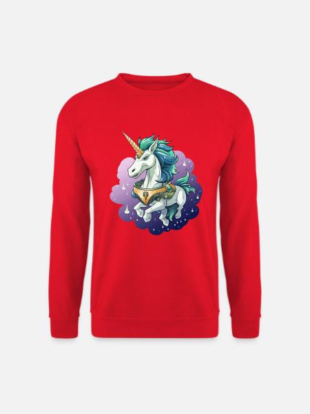 Kosmischer Einhorn im Sternenmeer - Unisex Pullover - Rot
