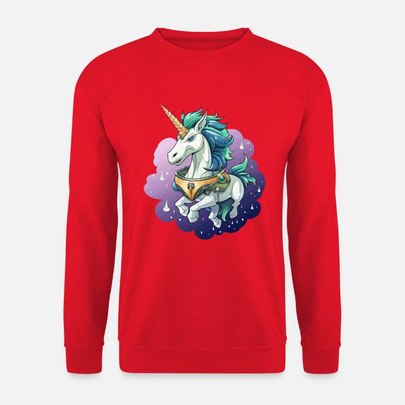 Kosmischer Einhorn im Sternenmeer - Unisex Pullover - Rot