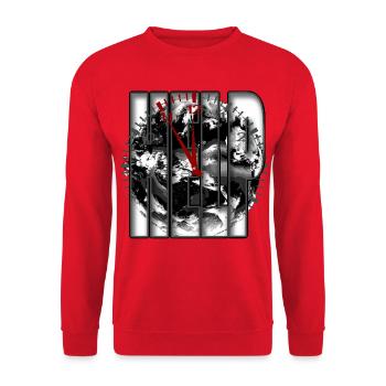 Zeitplanet Uhr 5 vor 12 - Unisex Pullover - Rot - Vorne - Alina (178cm) & Michal (187cm)