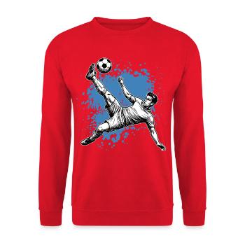 Soccer Shot Overhead Kick Goal Side Kick - Unisex Sweatshirt - red - Front - Alina (178cm) & Michal (187cm)