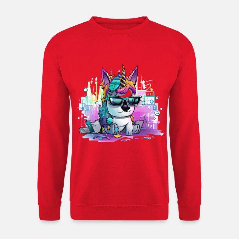 Techicorn Neon Einhorn - Unisex Pullover - Rot