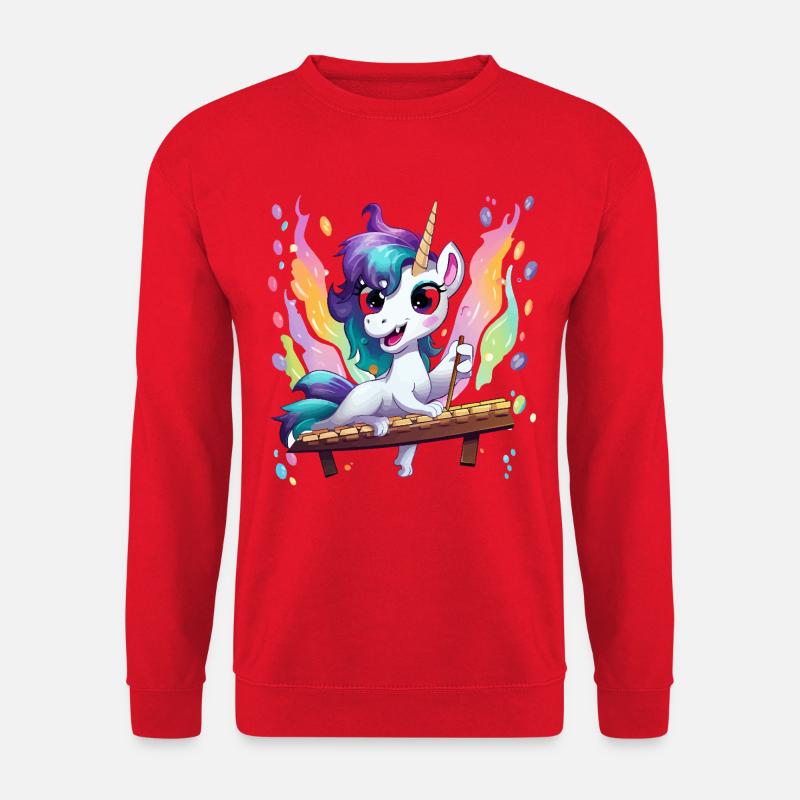 Regenbogen Einhorn Klangzauber - Unisex Pullover - Rot