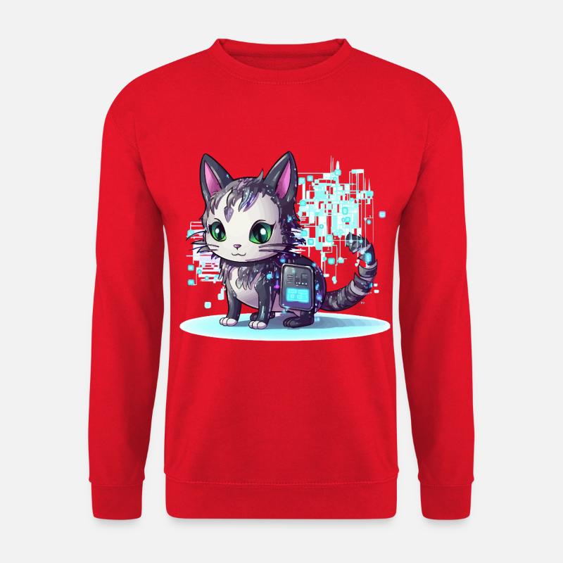 Cybercat Neon Pixel Magic - Unisex Sweatshirt - red