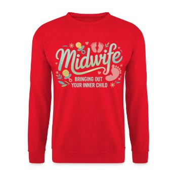 Midwife Inner Child Bloom - Unisex Sweatshirt - red - Front - Alina (178cm) & Michal (187cm)