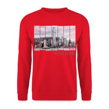 Souvenir panorama vintage de la Skyline de l’île de Hong Kong - Sweat-shirt Unisexe - rouge - Devant - Alina (178cm) & Michal (187cm)