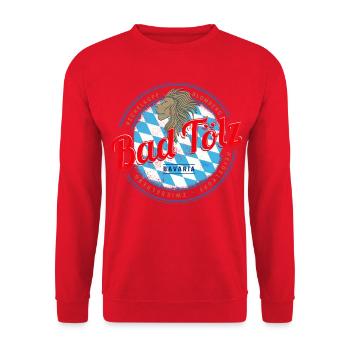 Bad Tölz Bayern Deutschland Löwe Vintage Souvenir - Unisex Pullover - Rot - Vorne - Alina (178cm) & Michal (187cm)