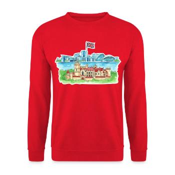 Centre du Millénaire du Château du Cardiff Skyline du Pays de Galles Art - Sweat-shirt Unisexe - rouge - Devant - Alina (178cm) & Michal (187cm)