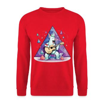 Crystal Bunny with Guitar - Unisex Sweatshirt - red - Front - Alina (178cm) & Michal (187cm)