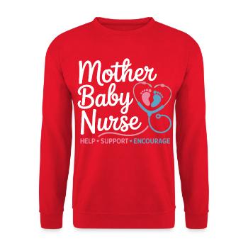 Mother Baby Nurse Emblem - Unisex Sweatshirt - red - Front - Alina (178cm) & Michal (187cm)