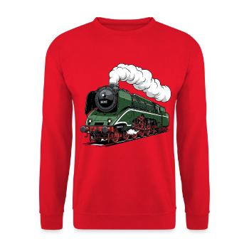 Green Steam Locomotive 18 201 Retro - Unisex Sweatshirt - red - Front - Alina (178cm) & Michal (187cm)