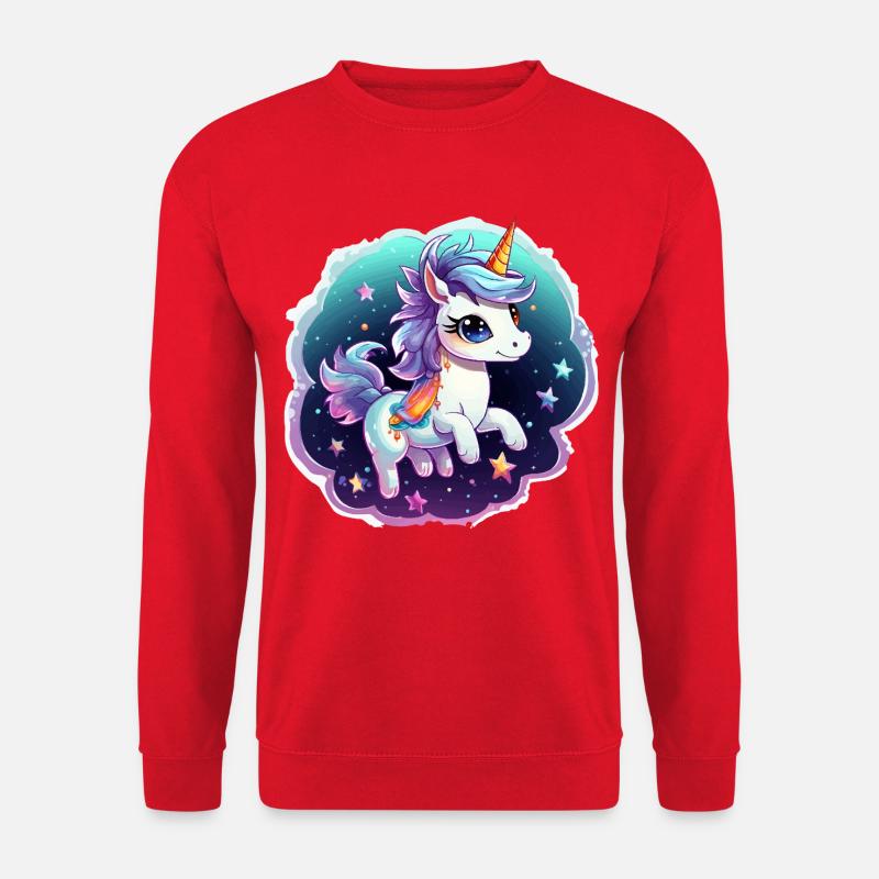 Kosmisches Einhorn mit Schal - Unisex Pullover - Rot