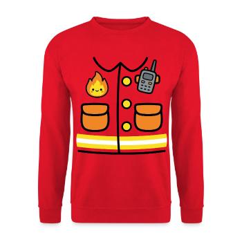 Fire Brigade Costume Carnival Carnival Outfit - Unisex Sweatshirt - red - Front - Alina (178cm) & Michal (187cm)