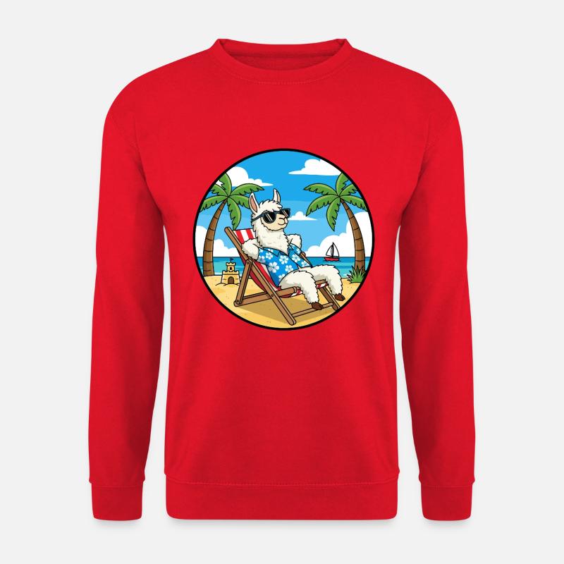 Cool Llama Beach Vacation Summer Vibes - Unisex Sweatshirt - red