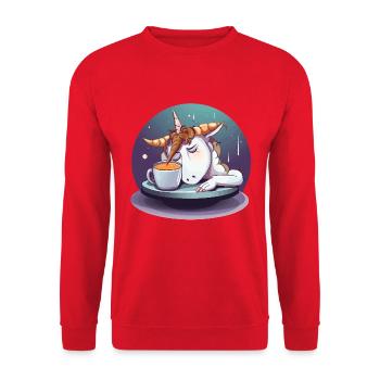 Tired Unicorn Coffee Magic - Unisex Sweatshirt - red - Front - Alina (178cm) & Michal (187cm)