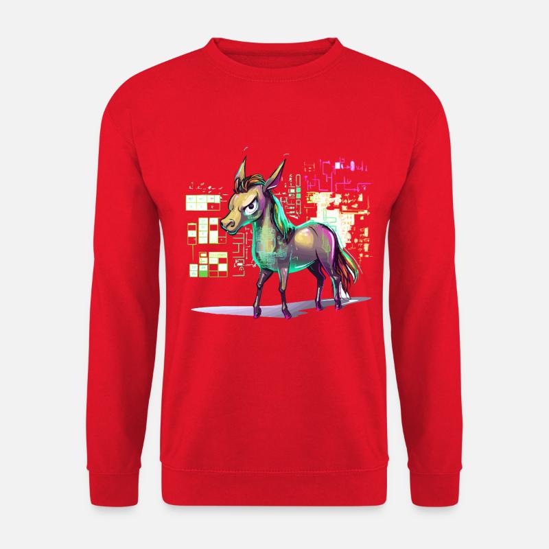 Neon-Hologramm Pferd Farbexplosion - Unisex Pullover - Rot
