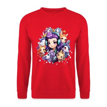 Unicorn cosmos with headphone heroine - Unisex Sweatshirt - red - Front - Alina (178cm) & Michal (187cm)