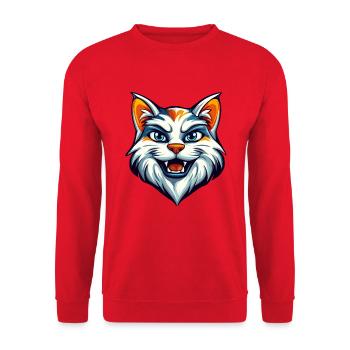 Wildes Katzen-Maskottchen-Logo - Unisex Pullover - Rot - Vorne - Alina (178cm) & Michal (187cm)