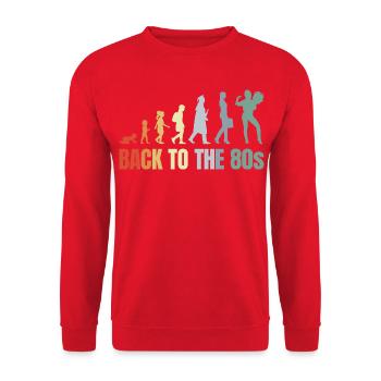 80er Jahre Mädchen Kind bis Erwachsener - Unisex Pullover - Rot - Vorne - Alina (178cm) & Michal (187cm)