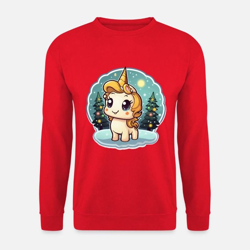 Winterzauber Einhorn im Schneewald - Unisex Pullover - Rot