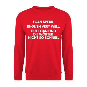 English-German-Rhyme 1 (Ver. A) - Unisex Sweatshirt - red - Front - Alina (178cm) & Michal (187cm)
