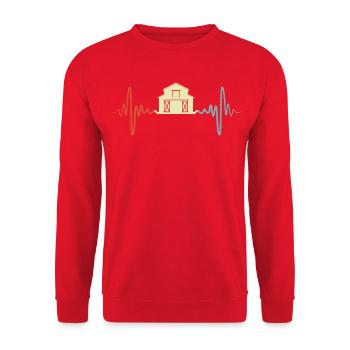 Vintage Bauernhof Herzschlag - Unisex Pullover - Rot - Vorne - Alina (178cm) & Michal (187cm)