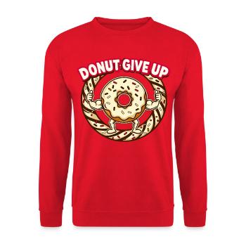 Donut Give Up – Motivational Donut - Unisex Sweatshirt - red - Front - Alina (178cm) & Michal (187cm)