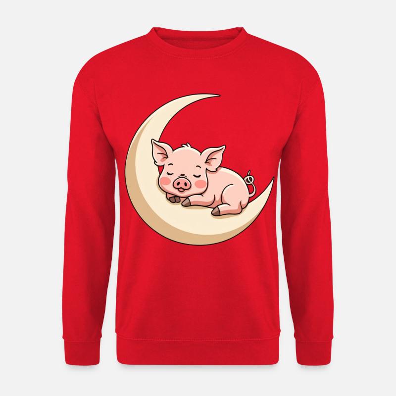 Mondschlaf Schweinchen - Unisex Pullover - Rot