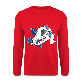 Kristallschädel - Canidae (von Leni Riosa) - Unisex Pullover - Rot - Vorne - Alina (178cm) & Michal (187cm)