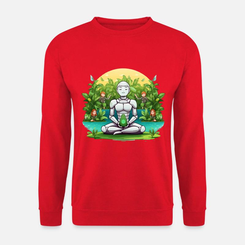 Roboten-Meditation im Dschungel - Unisex Pullover - Rot