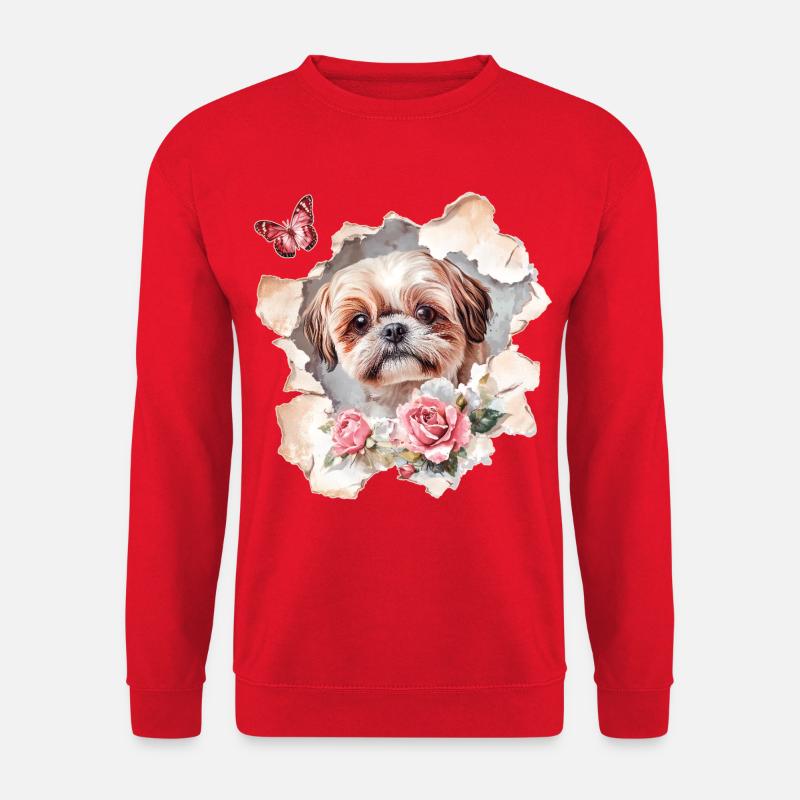 Shih Tzu with Butterfly - Unisex Sweatshirt - red
