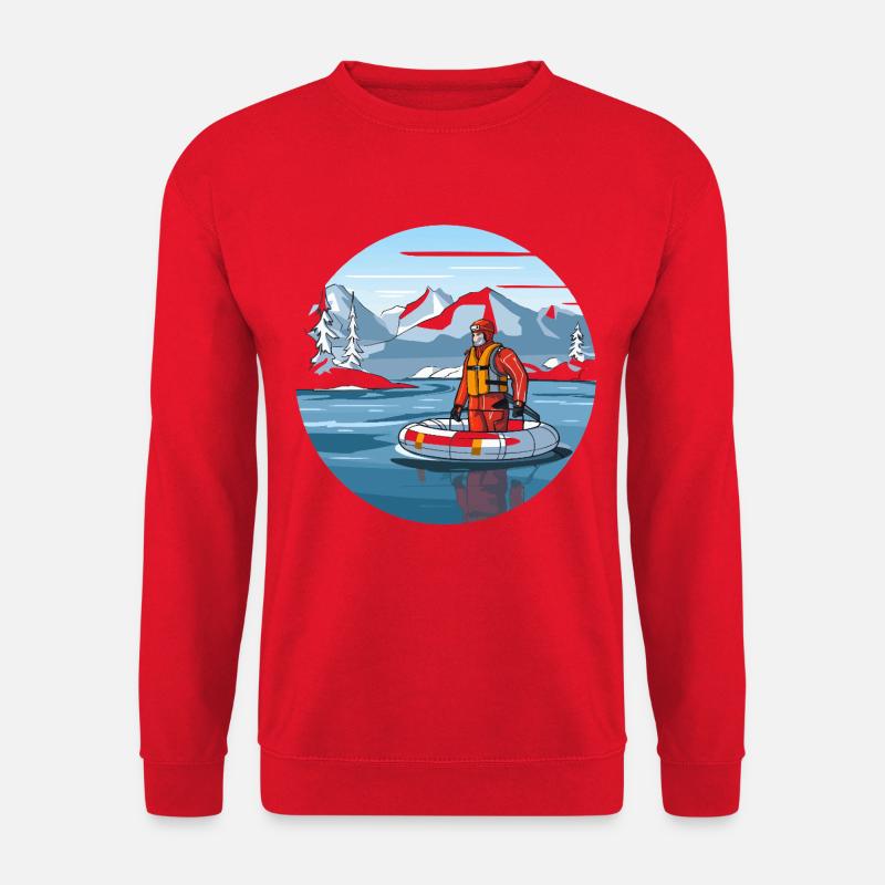 Alpine Rettungsfahrt im Eissee - Unisex Pullover - Rot