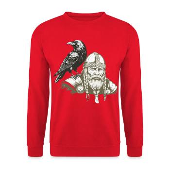 Légende viking viking marin Odin Raven Fighter - Sweat-shirt Unisexe - rouge - Devant - Alina (178cm) & Michal (187cm)