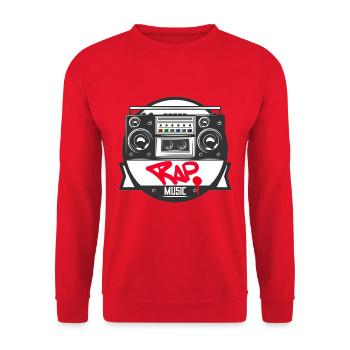 Musikbox Rap Logo Ghettoblaster Graffiti - Unisex Pullover - Rot - Vorne - Alina (178cm) & Michal (187cm)