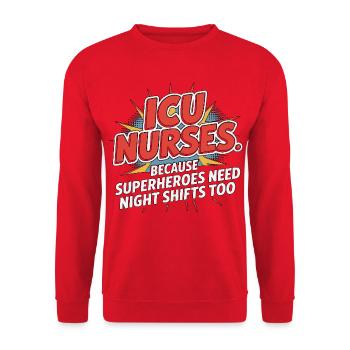 ICU Nurses Because Superheroes Intensive Care - Unisex Sweatshirt - red - Front - Alina (178cm) & Michal (187cm)