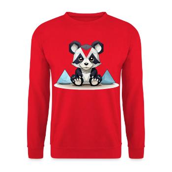 Low-Poly Panda am Eisgebirge - Unisex Sweatshirt - red - Front - Alina (178cm) & Michal (187cm)