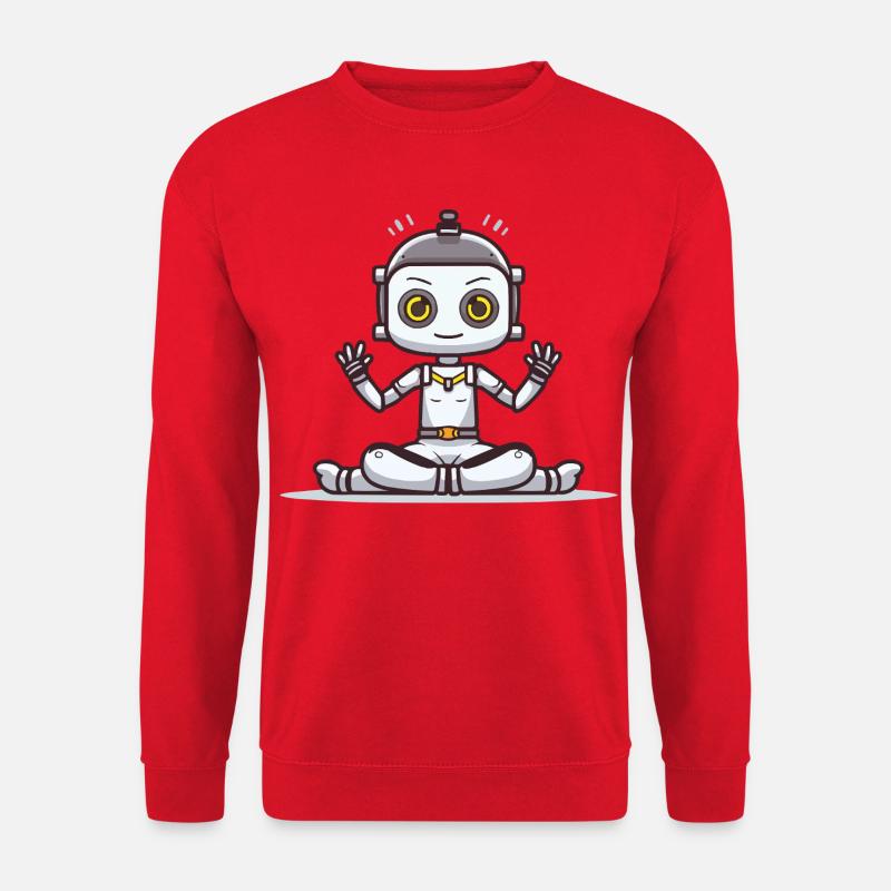 Kleiner Roboter im Lotussitz - Unisex Pullover - Rot