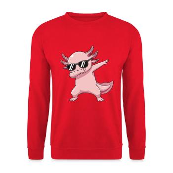 Cool Dabbing Axolotl Sunglasses Cartoon Art - Unisex Sweatshirt - red - Front - Alina (178cm) & Michal (187cm)