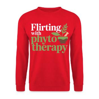Kräuterkundige flirtet mit Phytotherapeut - Unisex Pullover - Rot - Vorne - Alina (178cm) & Michal (187cm)