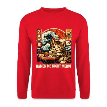 Ramen Cat Kanagawa - Unisex Sweatshirt - red - Front - Alina (178cm) & Michal (187cm)