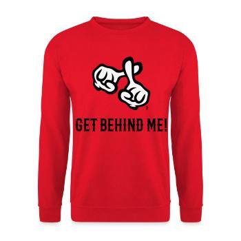 Mets-toi derrière moi ! (Croix / Bible / Religion / 2C) - Sweat-shirt Unisexe - rouge - Devant - Alina (178cm) & Michal (187cm)
