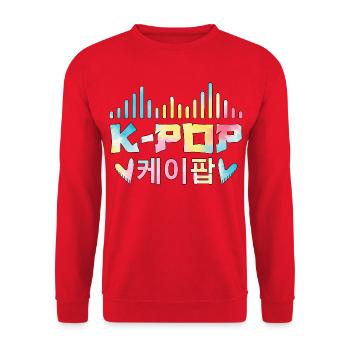 K Pop Korean 케이팝 - Sweat-shirt Unisexe - rouge - Devant - Alina (178cm) & Michal (187cm)