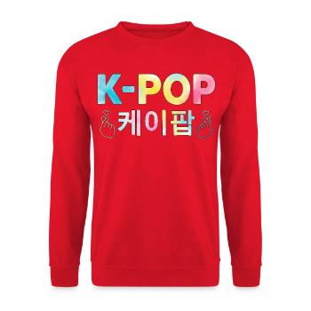 K Pop Hangul Coréen Cœur de doigt - Sweat-shirt Unisexe - rouge - Devant - Alina (178cm) & Michal (187cm)