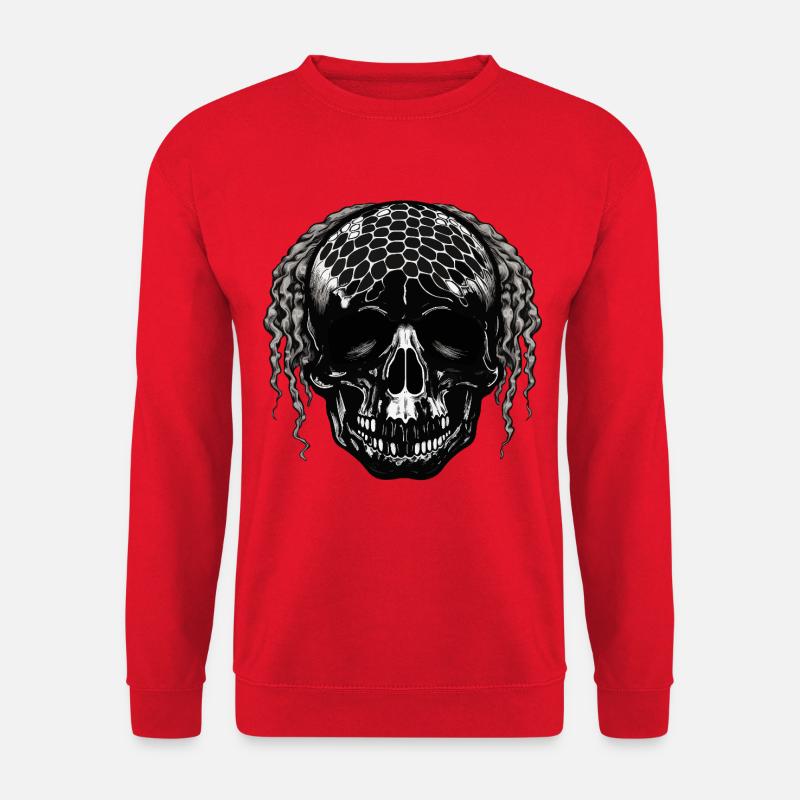Schädel mit Netzmuster Dreadlocks - Unisex Pullover - Rot